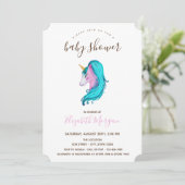 Waterverf Unicorn Striped Baby shower Kaart (Staand voorkant)