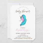 Waterverf Unicorn Striped Baby shower Kaart (Voorkant)
