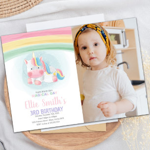Waterverf Unicorn Uitnodigingen met foto