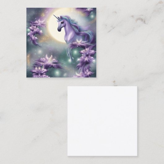 Waterverf Unicorn Vierkante Visitekaartje (Voorkant / Achterkant)