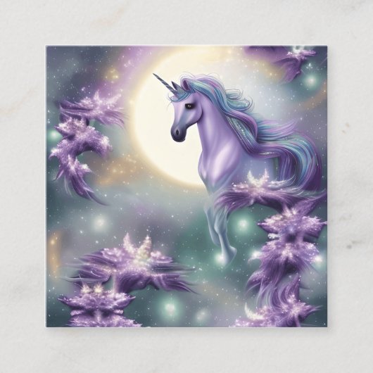 Waterverf Unicorn Vierkante Visitekaartje (Voorkant)