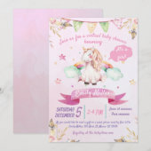 Waterverf Unicorn - Virtuele Baby shower Kaart (Voorkant / Achterkant)