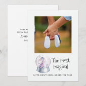 Waterverf Unicorn Winter Kerstmis Baby Verwacht Aankondiging (Voorkant / Achterkant)