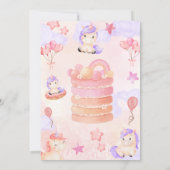 Waterverf Unicorns regenboogballonnen Roze verjaar Kaart (Achterkant)