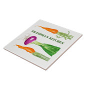 Waterverf-unie en wortelen tegeltje (Zijkant)