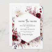 Waterverf Unieke Bourgondische bruiloft Save The Date (Voorkant / Achterkant)