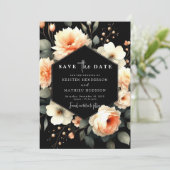 Waterverf unieke perzik bruiloft save the date (Staand voorkant)