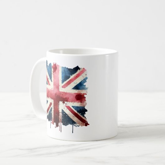 Waterverf Union Jack Flag Koffiemok (Voorkant links)