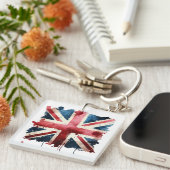 Waterverf Union Jack Flag Sleutelhanger (Voorkant Rechts)
