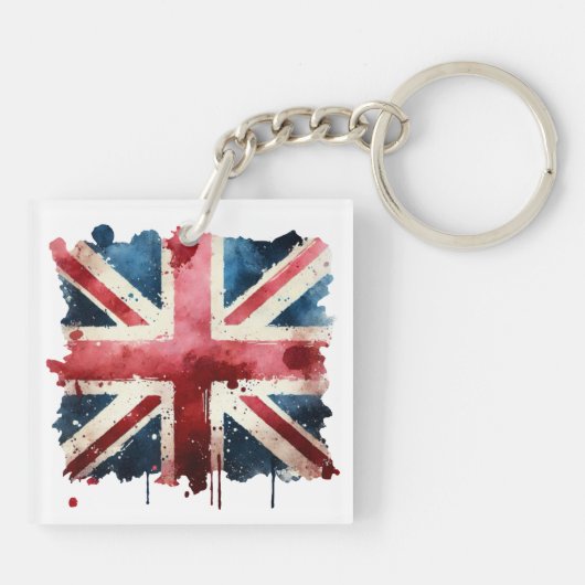 Waterverf Union Jack Flag Sleutelhanger (Achterkant)