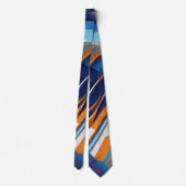 Waterverf Unique Luxury Blue Gold Print Stropdas (Achterkant)