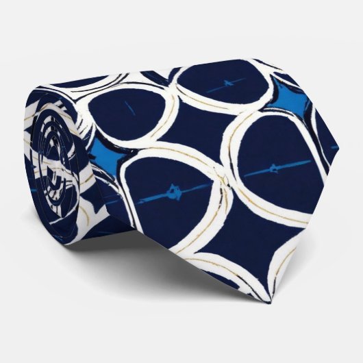 Waterverf Unique Luxury Gold Blue Print Stropdas (Opgerold)