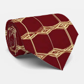 Waterverf Unique Luxury Maroon Gold Print Stropdas (Opgerold)