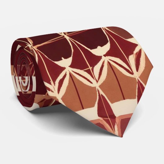 Waterverf Unique Luxury Maroon Golden Print Stropdas (Opgerold)