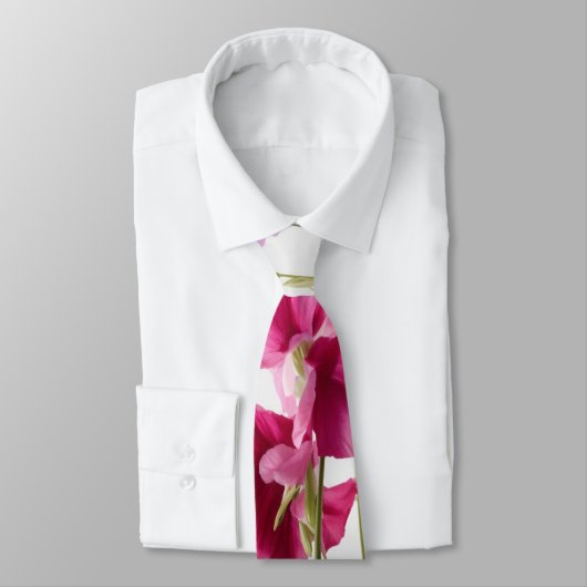 Waterverf Unique Luxury Pink Flower Print Stropdas (Gebonden)