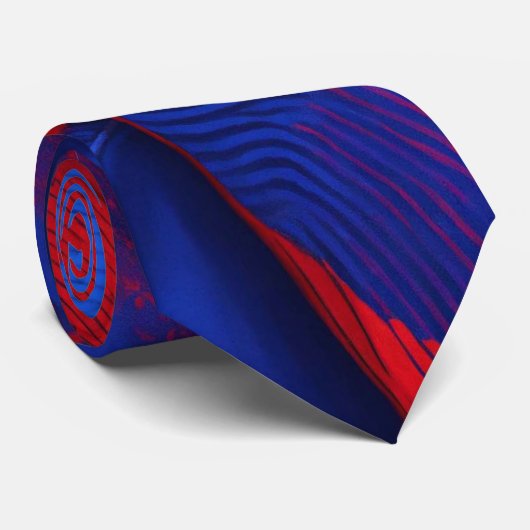 Waterverf Unique Luxury Red Blue Print Stropdas (Opgerold)