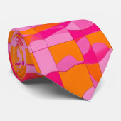 Waterverf Unique Luxury Sinaasappel Pink Print Stropdas (Opgerold)