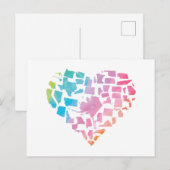 Waterverf United States Heart Briefkaart (Voorkant / Achterkant)