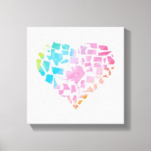 Waterverf United States Heart Canvas Afdruk (Voorkant)