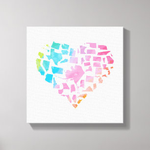 Waterverf United States Heart Canvas Afdruk
