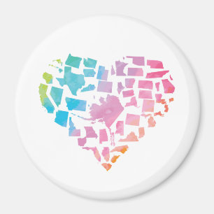 Waterverf United States Heart Magneet