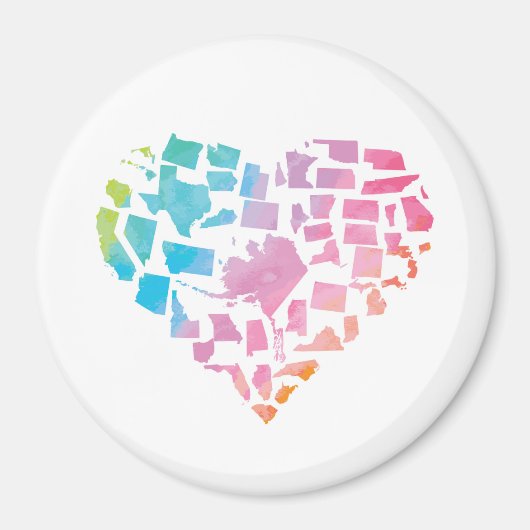 Waterverf United States Heart Magneet (Voorkant)