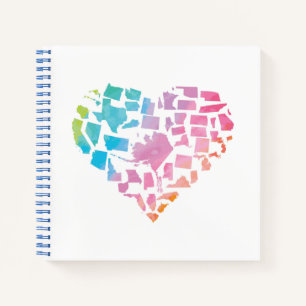 Waterverf United States Heart Notitieboek