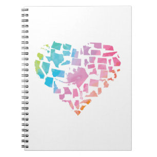 Waterverf United States Heart Notitieboek