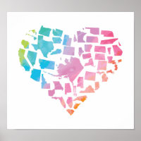 Waterverf United States Heart