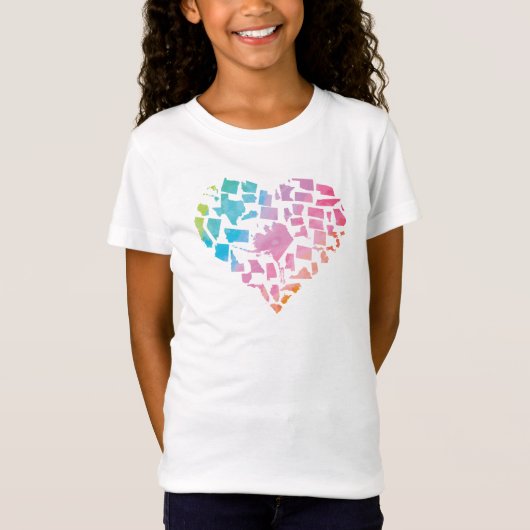 Waterverf United States Heart T-shirt (Voorkant)