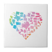 Waterverf United States Heart Tegeltje (Voorkant)