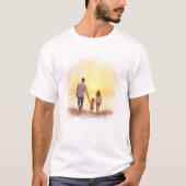 Waterverf vader en kind hand in hand T-shirt (Voorkant)