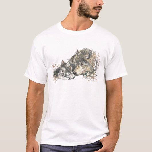 Waterverf Vader Wolf & Cubaanse dierenkunst T-shirt (Voorkant)