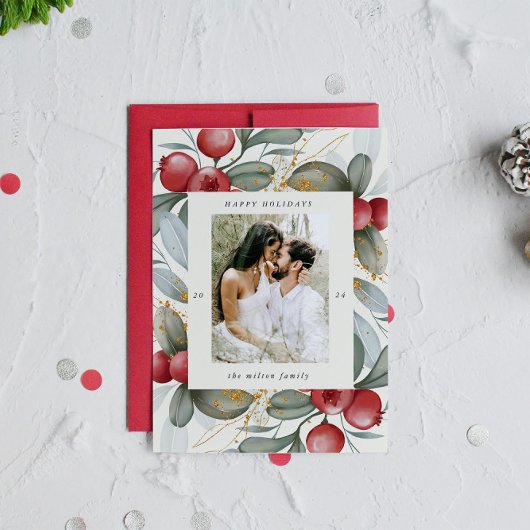 Waterverf vakantie bessen een foto vakantie Kaart