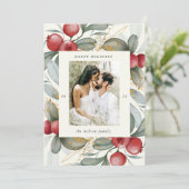 Waterverf vakantie bessen een foto vakantie Kaart (Staand voorkant)