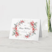 Waterverf vakantie bessen krans gevouwen vakantie kaart (Voorkant)