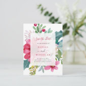 Waterverf Vakantie Bloemen | Bruiloft Bewaar de da Briefkaart (Staand voorkant)