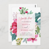 Waterverf Vakantie Bloemen | Bruiloft Bewaar de da Briefkaart (Voorkant / Achterkant)