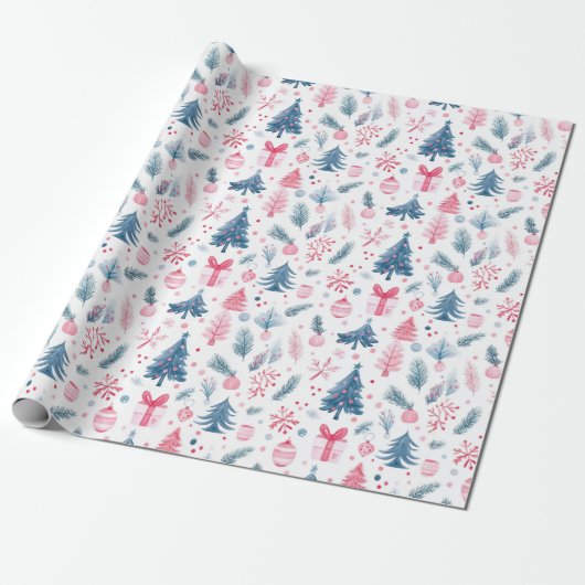 Waterverf Vakantie Charm Pattern Cadeaupapier (Uitgerold)