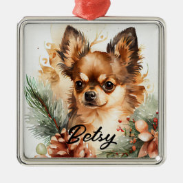  WATERVERF VAKANTIE CHIHUAHUA DOG METALEN ORNAMENT
