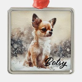  WATERVERF VAKANTIE CHIHUAHUA DOG METALEN ORNAMENT