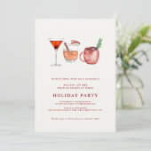 Waterverf Vakantie Cocktail Kerstfeest Uitnodigen Kaart (Staand voorkant)