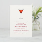 Waterverf Vakantie Cocktail Kerstfeest Uitnodigen Kaart (Staand voorkant)