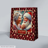 Waterverf Vakantie Gift Bag Santa & Mrs Claus Medium Cadeauzakje