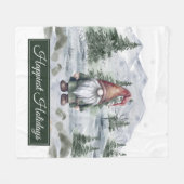 Waterverf Vakantie Gnome Fleece Deken (Voorkant (Horizontaal))
