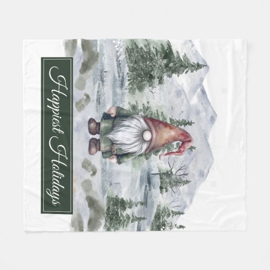 Waterverf Vakantie Gnome Fleece Deken (Voorkant (Horizontaal))