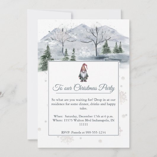 Waterverf Vakantie Gnome Vakantie Party Kaart (Achterkant)