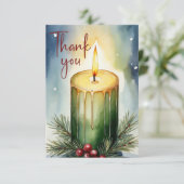 Waterverf Vakantie Kaars Feestelijke Illustratie Bedankkaart (Staand voorkant)