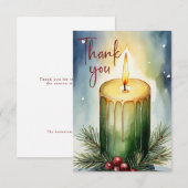 Waterverf Vakantie Kaars Feestelijke Illustratie Bedankkaart (Voorkant / Achterkant)