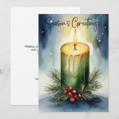 Waterverf Vakantie Kaars Feestelijke Illustratie Feestdagenkaart (Voorkant / Achterkant)